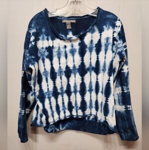 Vicinity Long Sleeve‎ Top Large Tie Dye Blue White Casual C28